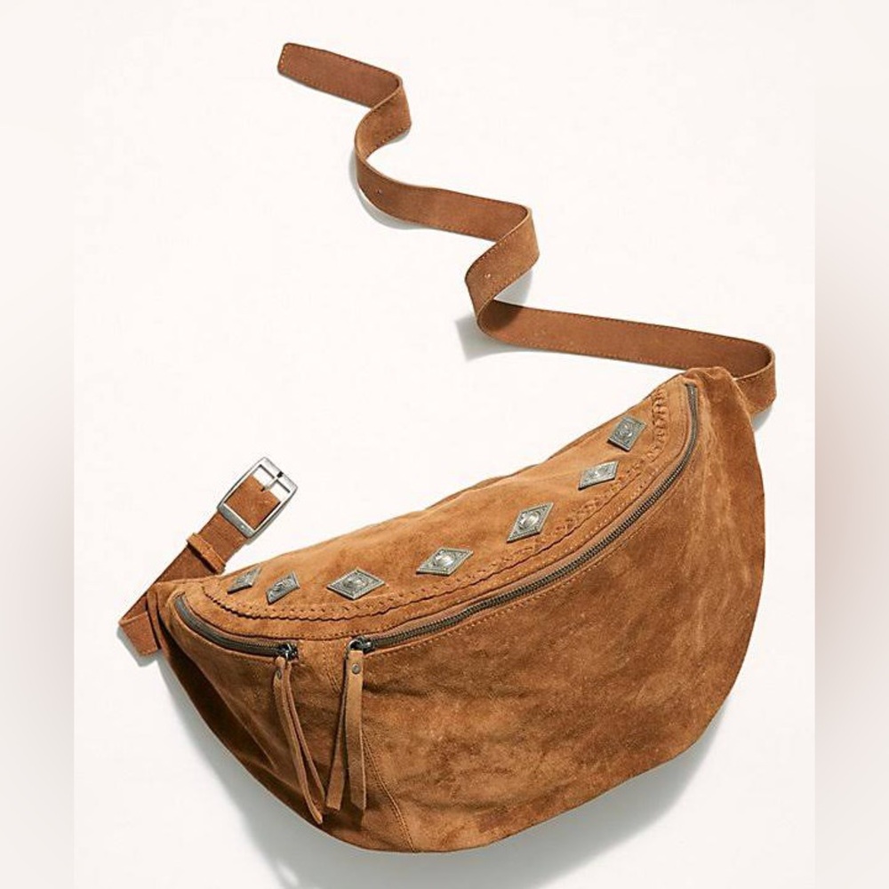 ⚠️ISO: Free People Chessie Suede Embellished Sling Bag